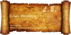 Löwi Borbála névjegykártya